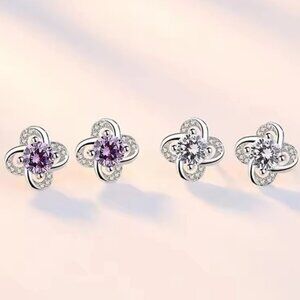 Sterling Silver flower studs earrings set